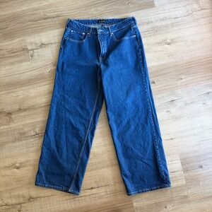 Free Assembly Womens Full Wide Straight Leg Jeans Medium Wash Blue Size 16